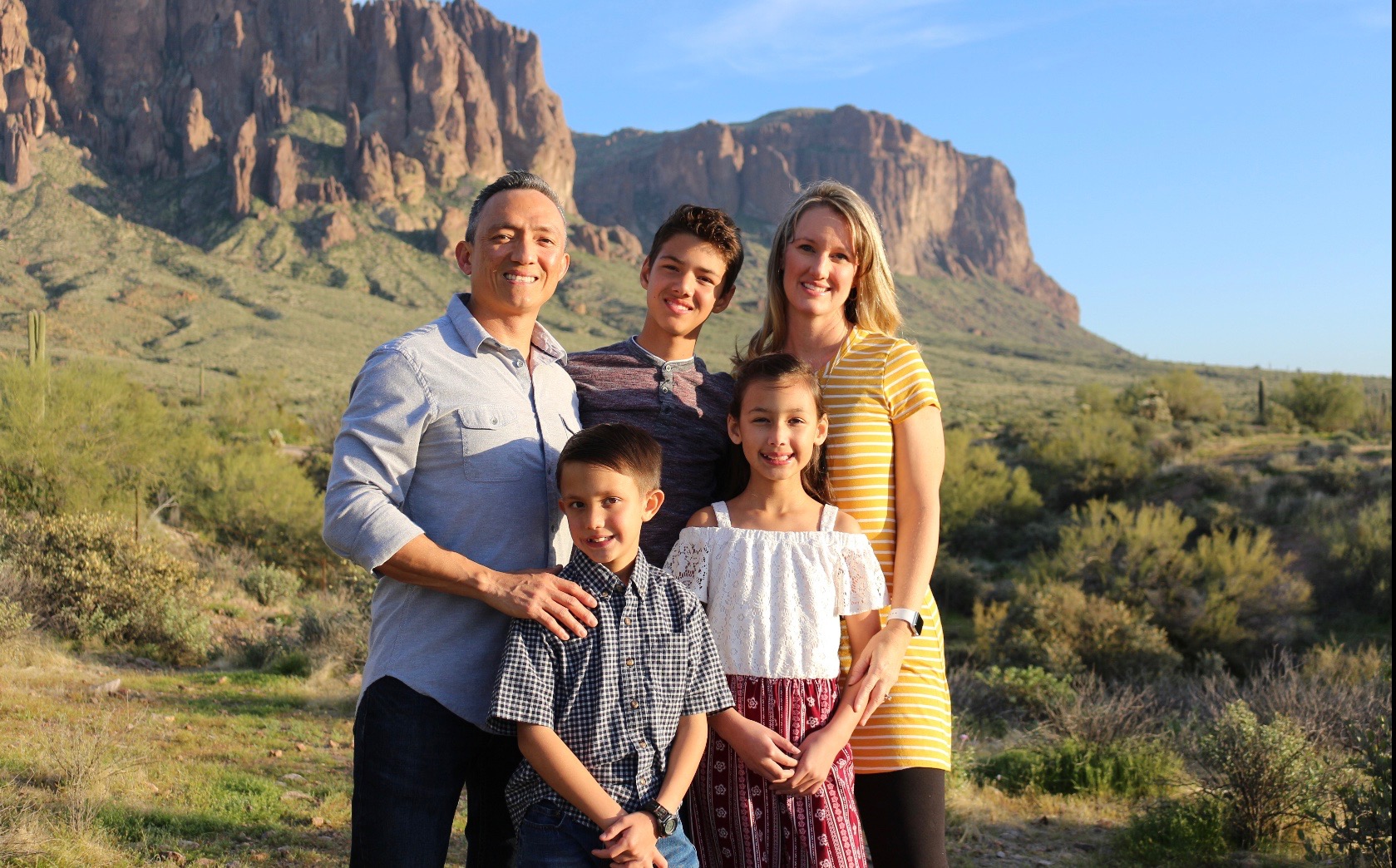 Leah Ruiz, family in front of moutain